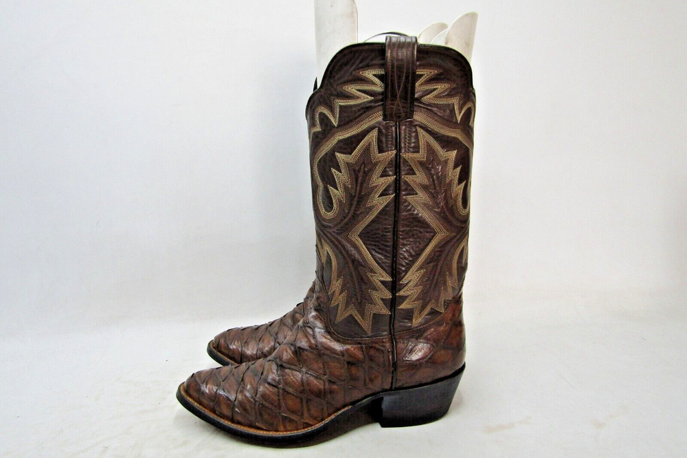 Ryon's Fort Worth Custom Made Mens Size 7.5 D Brown Genuine Leather Cowboy Boots